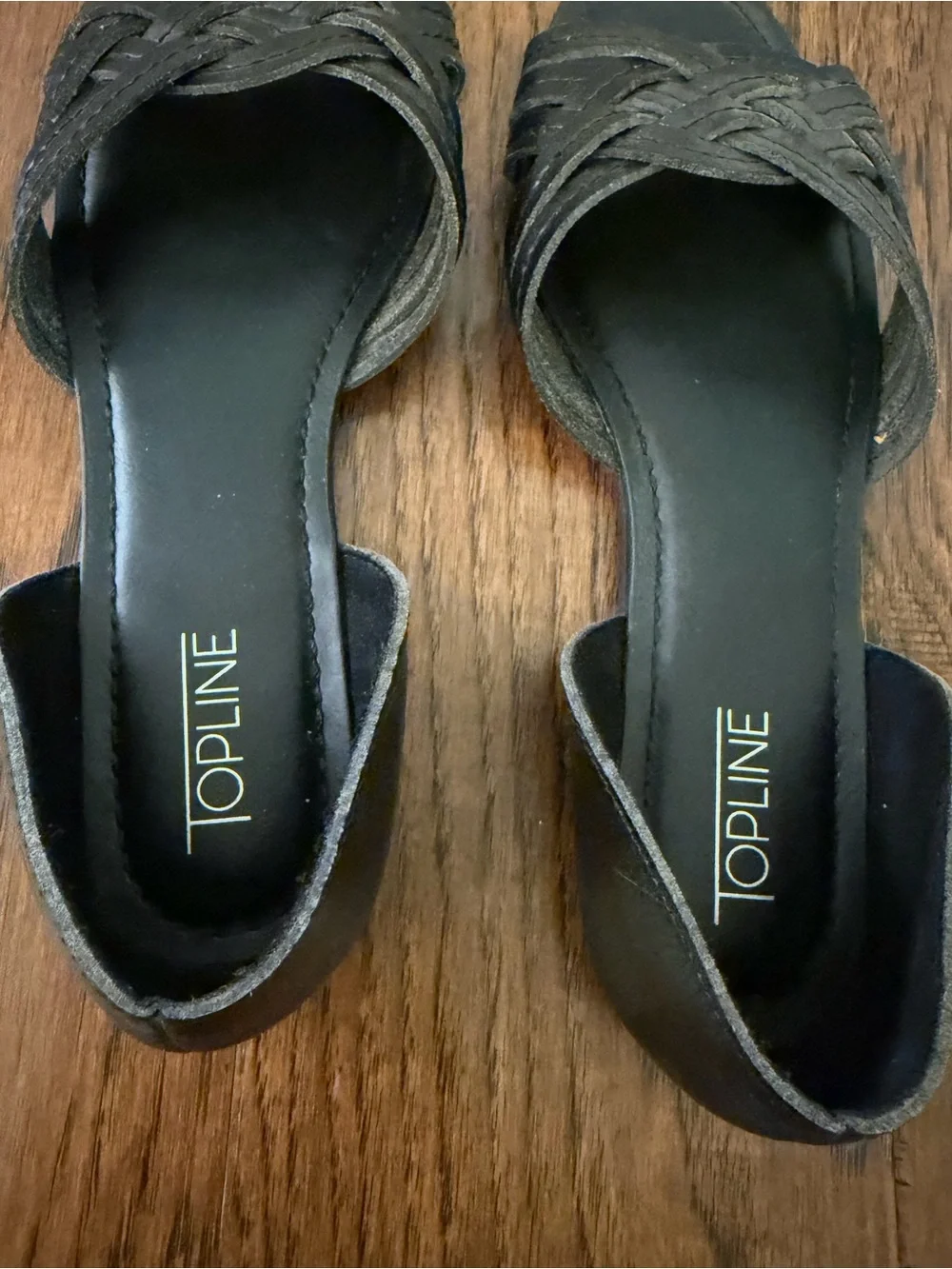 Amazon Topline Cynthia Black Braided Peep Toe Slide Sandals Women's Size 6.5